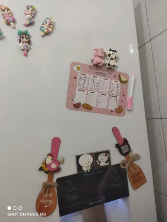 مگنت چاپ بهار مدل برنامه غذایی رویخچالی کد 2 به همراه ماژیک