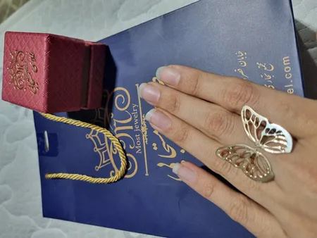 انگشتر طلا 18 عیار زنانه طلای مستجابی مدل پروانه کد 67019