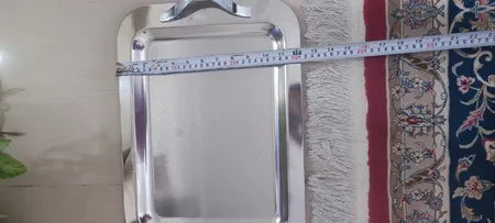 سینی استیل مدل دسته تسمه ای مستطیل