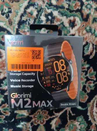 ساعت هوشمند گلوریمی مدل M2 MAX دارای قابلیت های صفحه نمایش رنگی، صفحه نمایش لمسی، قابلیت مکالمه از طریق بلوتوث بند سیلیکون