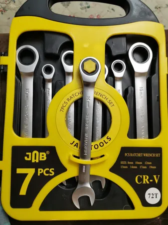 آچار یک سر تخت یک سر جغجغه ای جاب مدل J-10007 مجموعه 7 عددی