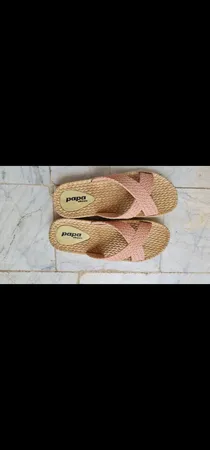 دمپایی زنانه پاپا طرح حصیری کد L1-X4 رنگ گلبهی