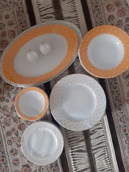 سرویس غذاخوری 28 پارچه چینی زرین ایران سری ایتالیا اف 28 مدل اسپاتی درجه عالی