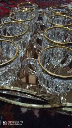 فنجان مدل تولیپ لب طلا بسته  6 عددی