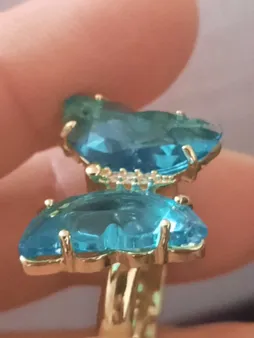 انگشتر دخترانه مدل پروانه کریستالی 148 رنگ آبی