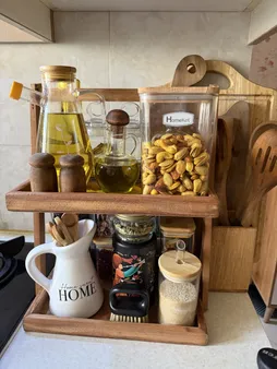 شلف رومیزی مدل دو طبقه چوبی کد 053