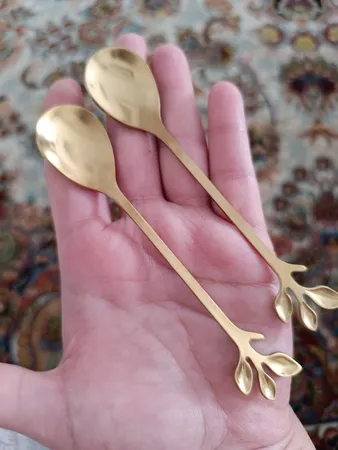 قاشق چای خوری مدل گلبرگ بسته دو عددی