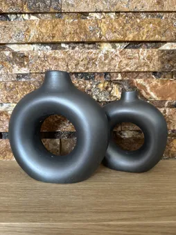 گلدان دکوری مدل دونات مجموعه دو عددی