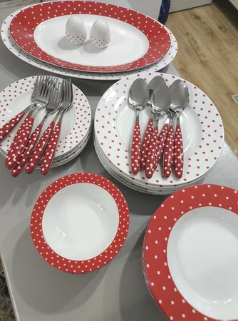 سرویس غذاخوری 28 پارچه چینی زرین ایران سری ایتالیا اف 28 مدل اسپاتی درجه عالی