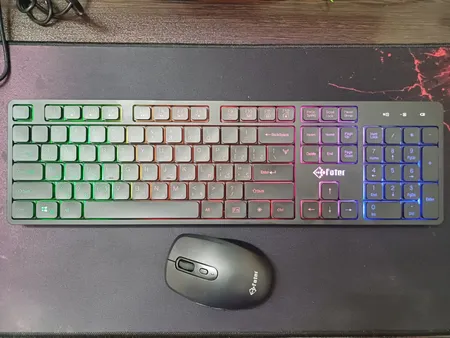 کیبورد و ماوس گیمینگ فاطر مدل CWR-7000B، سوییچ ممبران، Full-Size، نورپردازی RGB