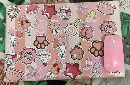 استیکر لپ تاپ راتیانا مدل girly pack مناسب برای لپ تاپ 15 تا 17 اینچ به همراه برچسب حروف فارسی کیبورد