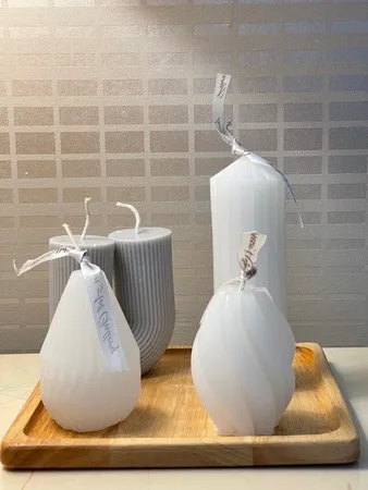 شمع دست ساز مدل شیاردار مجموعه سه عددی