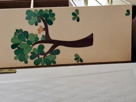 استیکر چوبی باروچین طرح گنجشک و درخت