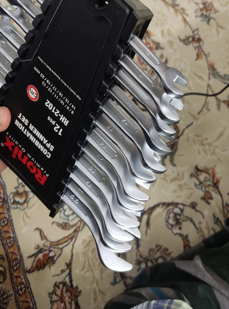 آچار یک سر تخت یک سر رینگ رونیکس مدل RH-2102 مجموعه 12 عددی