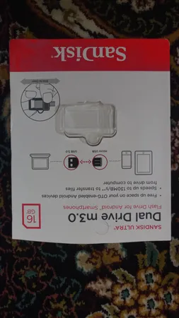 فلش مموری سن دیسک مدل Ultra Dual Drive M3.0 ظرفیت 16 گیگابایت