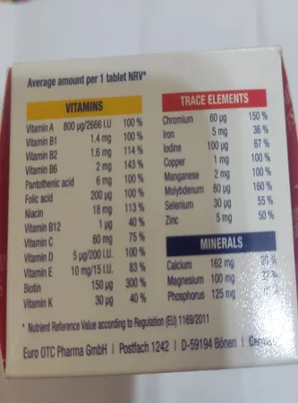 قرص مولتی ویتامین کامپلیت یورو ویتال بسته 30 عددی