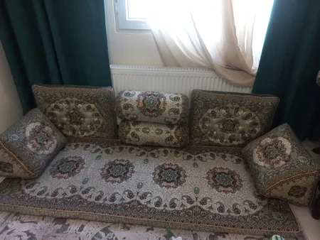 ست 7 تکه پشتی ترمه مدل شاه نشین طرح نیلوفر