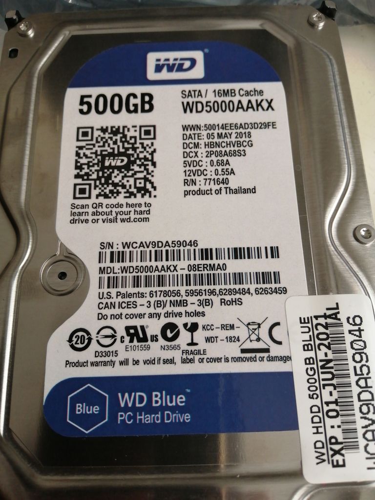 Western Digital製HDD WD5000AVCS 500GB SATA300