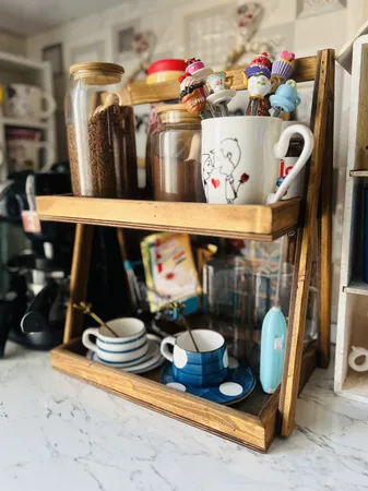 شلف رومیزی مدل دو طبقه چوبی کد 053