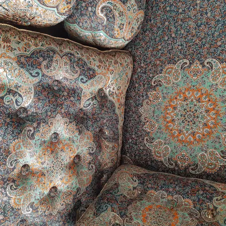 ست 7 تکه پشتی ترمه طرح شاه نشین مدل کیمیا