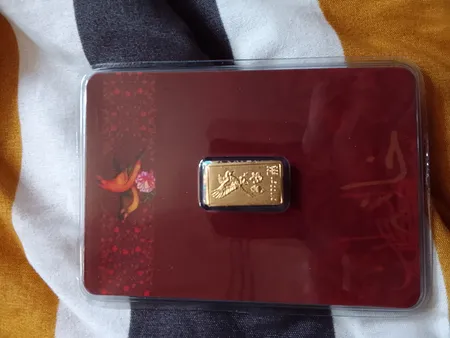 شمش طلا 24 عیار خانه سکه ایران مدل نقش برجسته  گل و بلبل