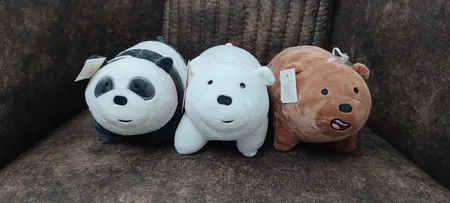 عروسک طرح خرس کله فندقی طول 25 سانتی متر مجموعه 3 عددی