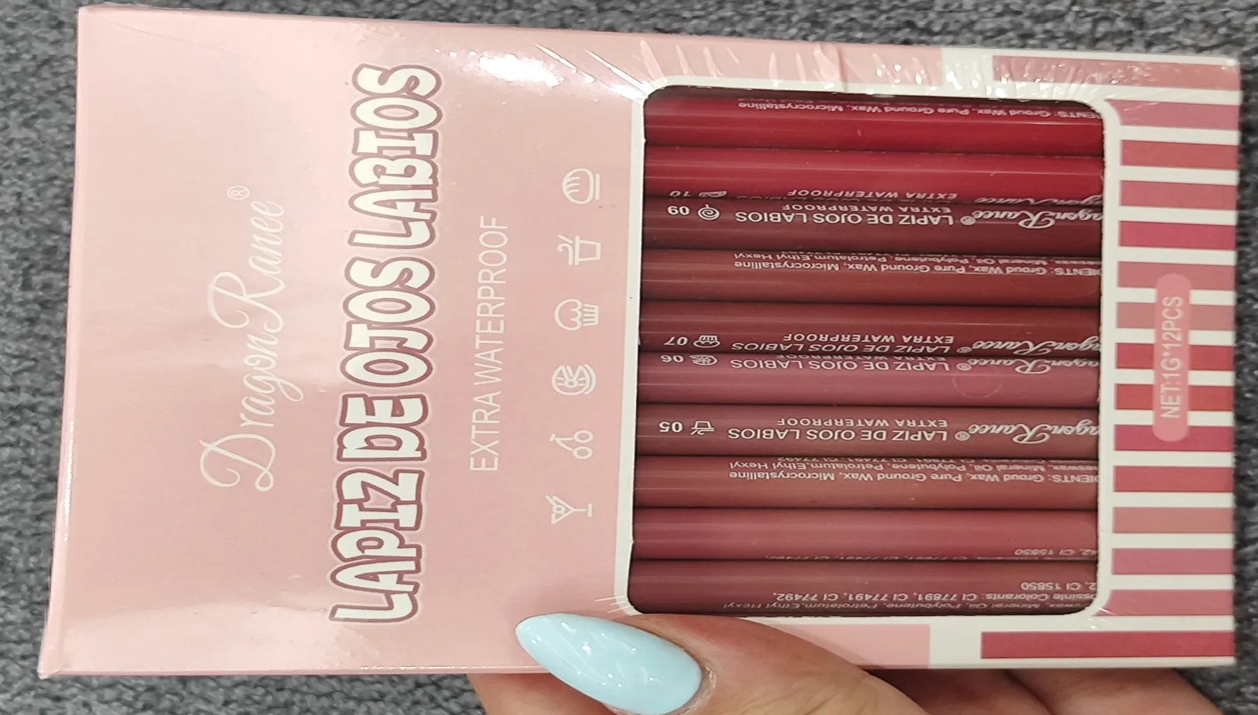 مداد لب دراگون رانی مدل waterproof مجموعه ۱۲ عددی