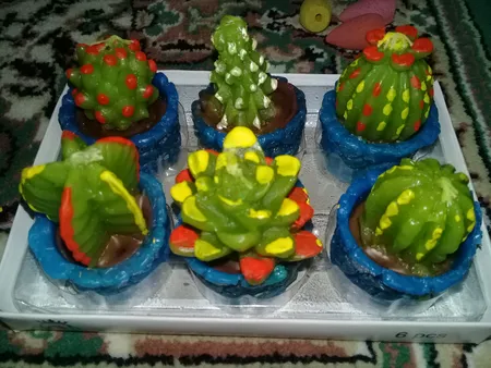 شمع طرح کاکتوس مجموعه 6 عددی