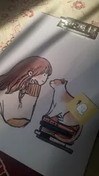 تخته شاسی طرح فانتزی دختر و گربه کد 2535019 سایز A4