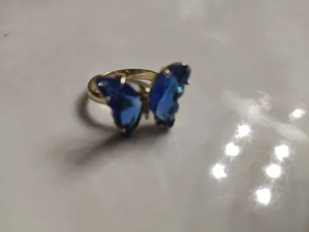 انگشتر دخترانه مدل پروانه کریستالی 148 رنگ آبی