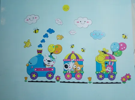 استیکر دیواری کودک باروچین مدل قطار رنگارنگ مجموعه 24 عددی