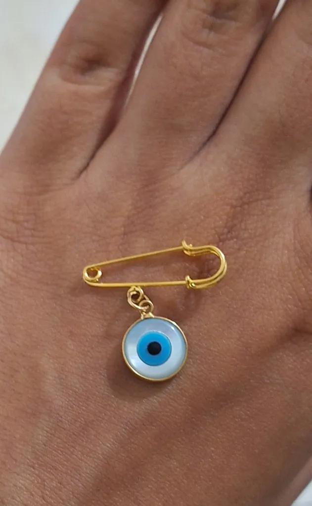 سنجاق سینه طلا 18 عیار دخترانه و پسرانه مایا ماهک مدل MP0034 طرح چشم نظر