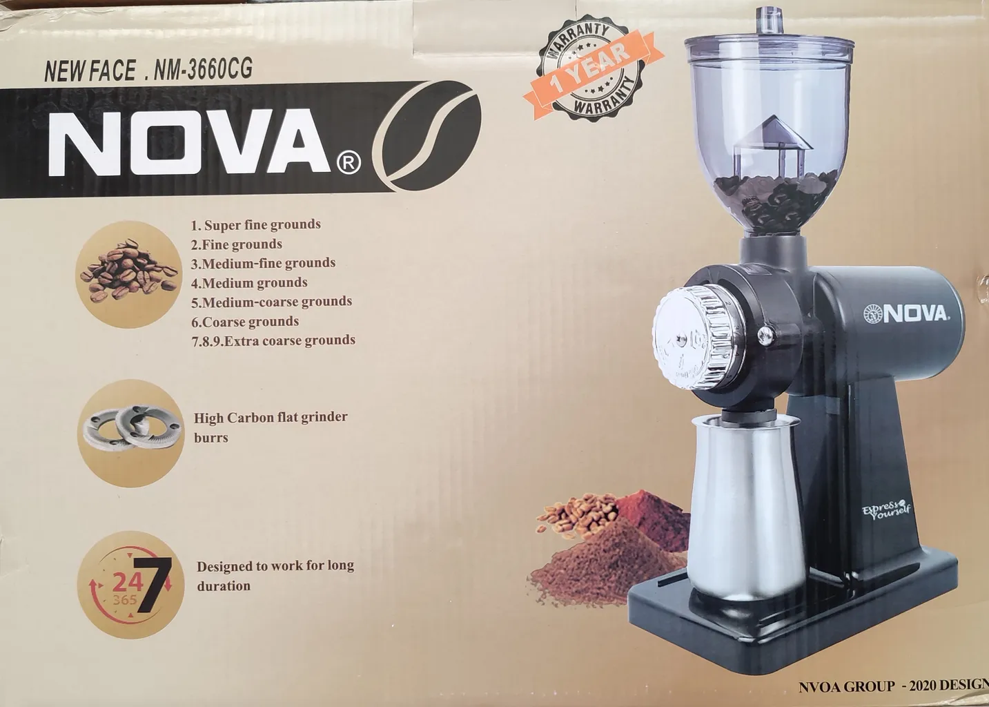 آسیاب قهوه نوا مدل NEWFACE-NM3660