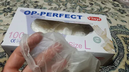 دستکش وینیل او پی پرفکت مدل AM-L سایز لارج بسته 100 عددی