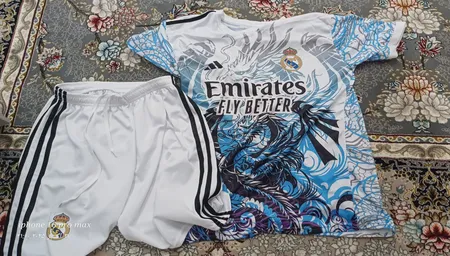 ست 3 تکه لباس ورزشی پسرانه مدل دراگون طرح رئال مادرید کد se