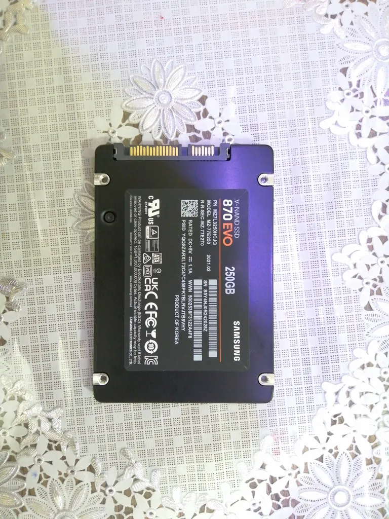 اس اس دی اینترنال SATA III سامسونگ مدل EVO 870 ظرفیت 250 گیگابایت