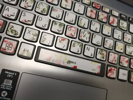 برچسب حروف فارسی کیبورد طرح گل رز کد ۰۱