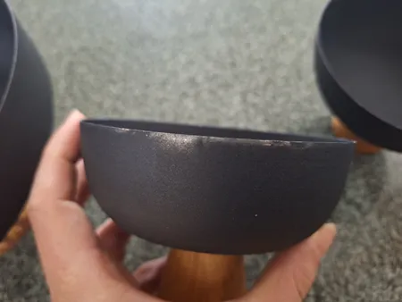 پیاله مدل فلزی پایه چوبی