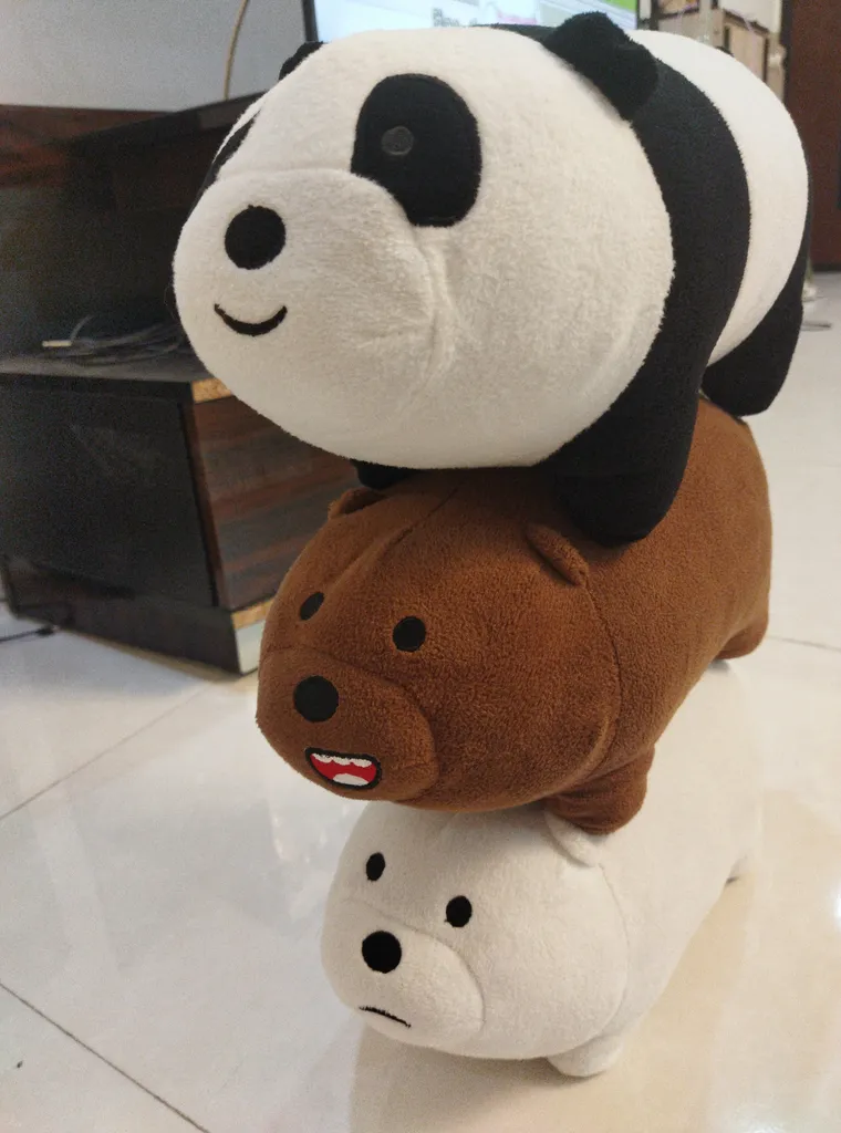 عروسک طرح خرس کله فندقی طول 30 سانتی متر بسته 3 عددی