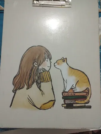 تخته شاسی طرح فانتزی دختر و گربه کد 2535019 سایز A4