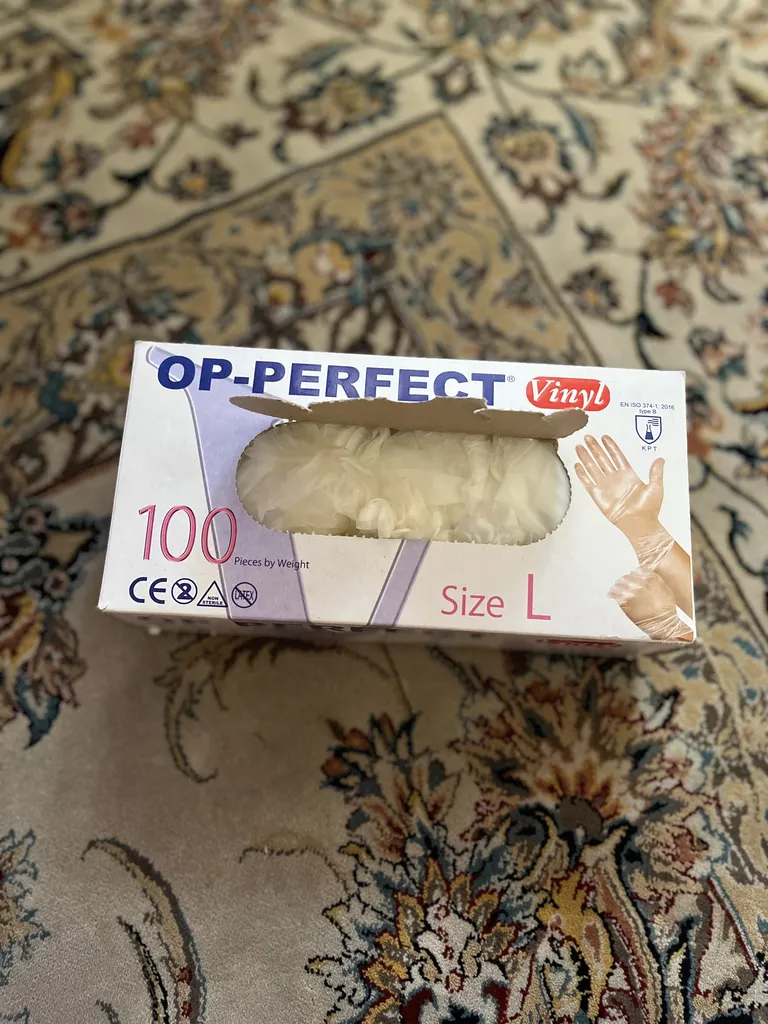 دستکش وینیل اپی پرفکت مدل 100 سایز لارج بسته 100 عددی