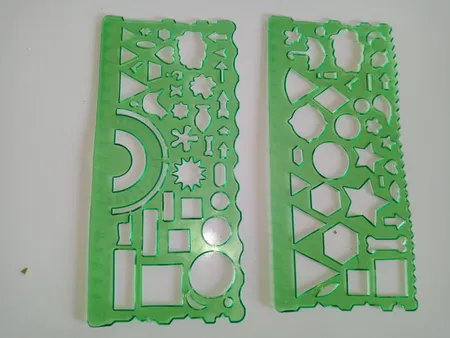 ست خط کش نشکن شابلونی مدل Flexible بسته ۲ عددی