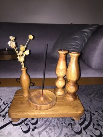 جاشمعی چوبی مدل فروزان بسته 2 عددی