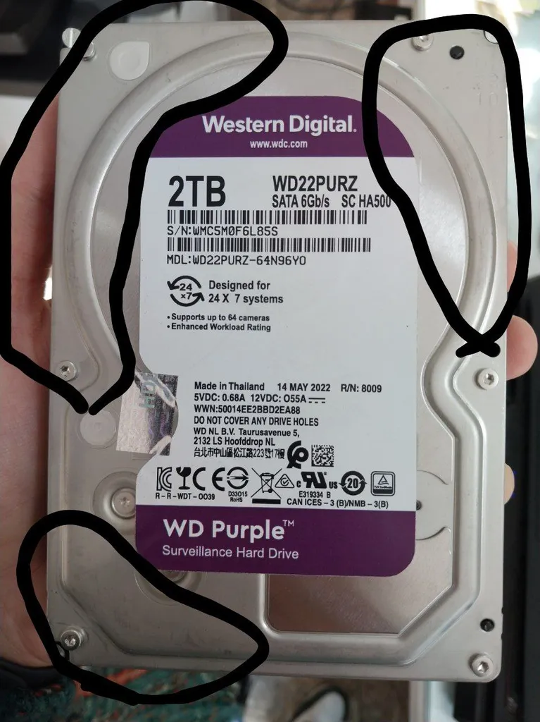 هارددیسک اینترنال وسترن دیجیتال مدل Purple WD22PURZ ظرفیت 2 ترابایت