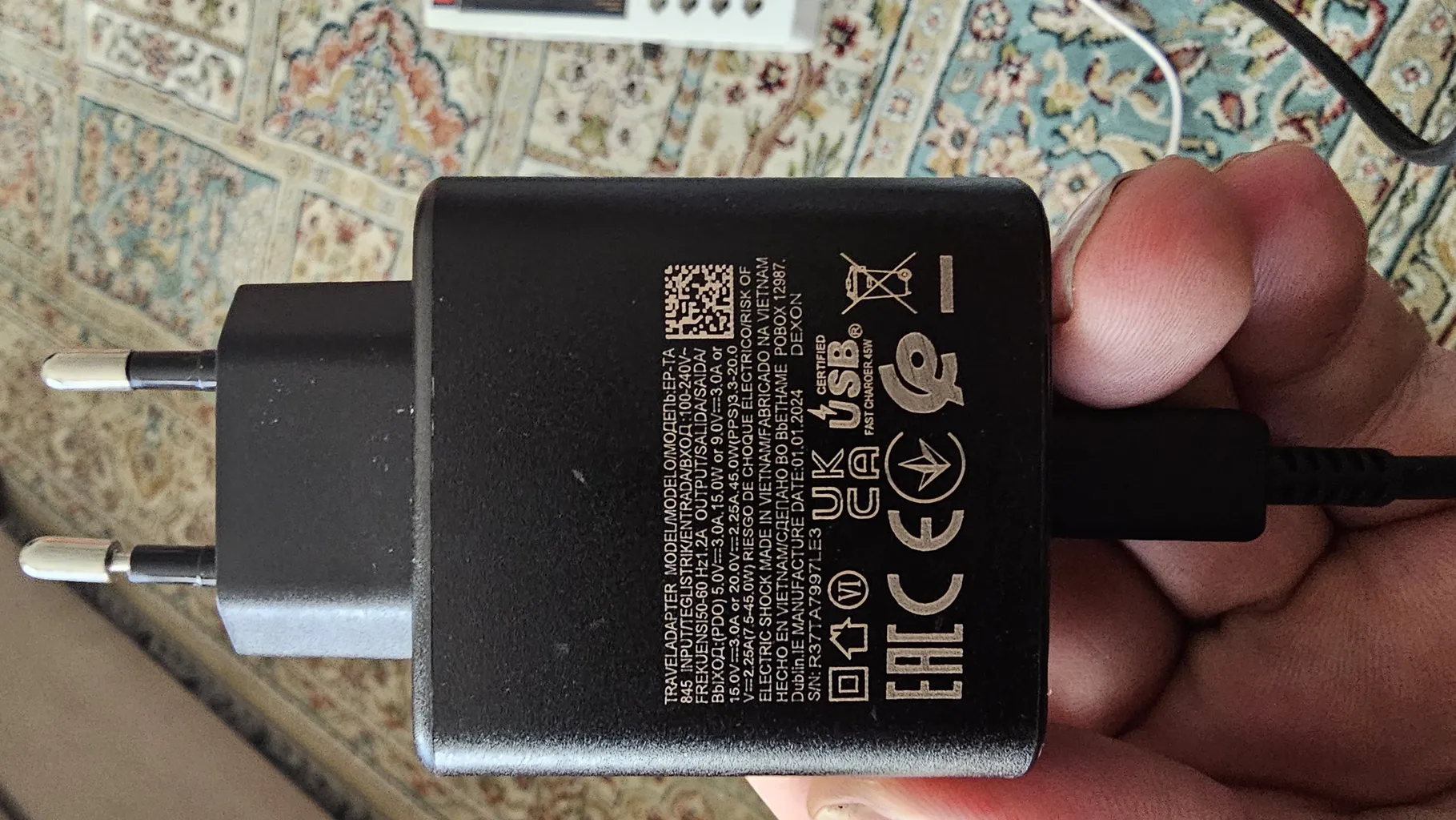 شارژر دیواری 45 وات اس ال وای مدل  GALAXY S24 ULTRA SUPER FAST 2 به همراه کابل تبدیل USB-C