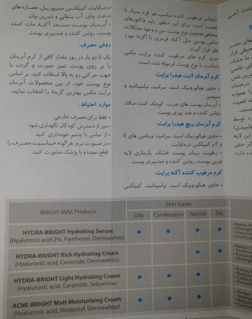 کرم آبرسان برایت مکس مدل هیالورونیک‌اسید حجم 50 میلی‌لیتر