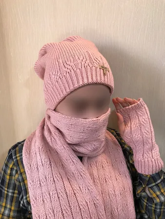 ست کلاه و شال گردن و دستکش بافتنی سام مدل 402