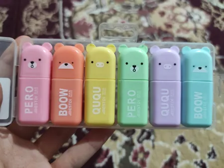 ماژیک علامت گذار مدل قاب دار طرح خرس کد 01  بسته 6 عددی