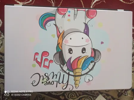 استیکر لپ تاپ مدل cute unicorn 05 مناسب برای لپ تاپ 15 تا 17 اینچ به همراه برچسب حروف فارسی کیبورد