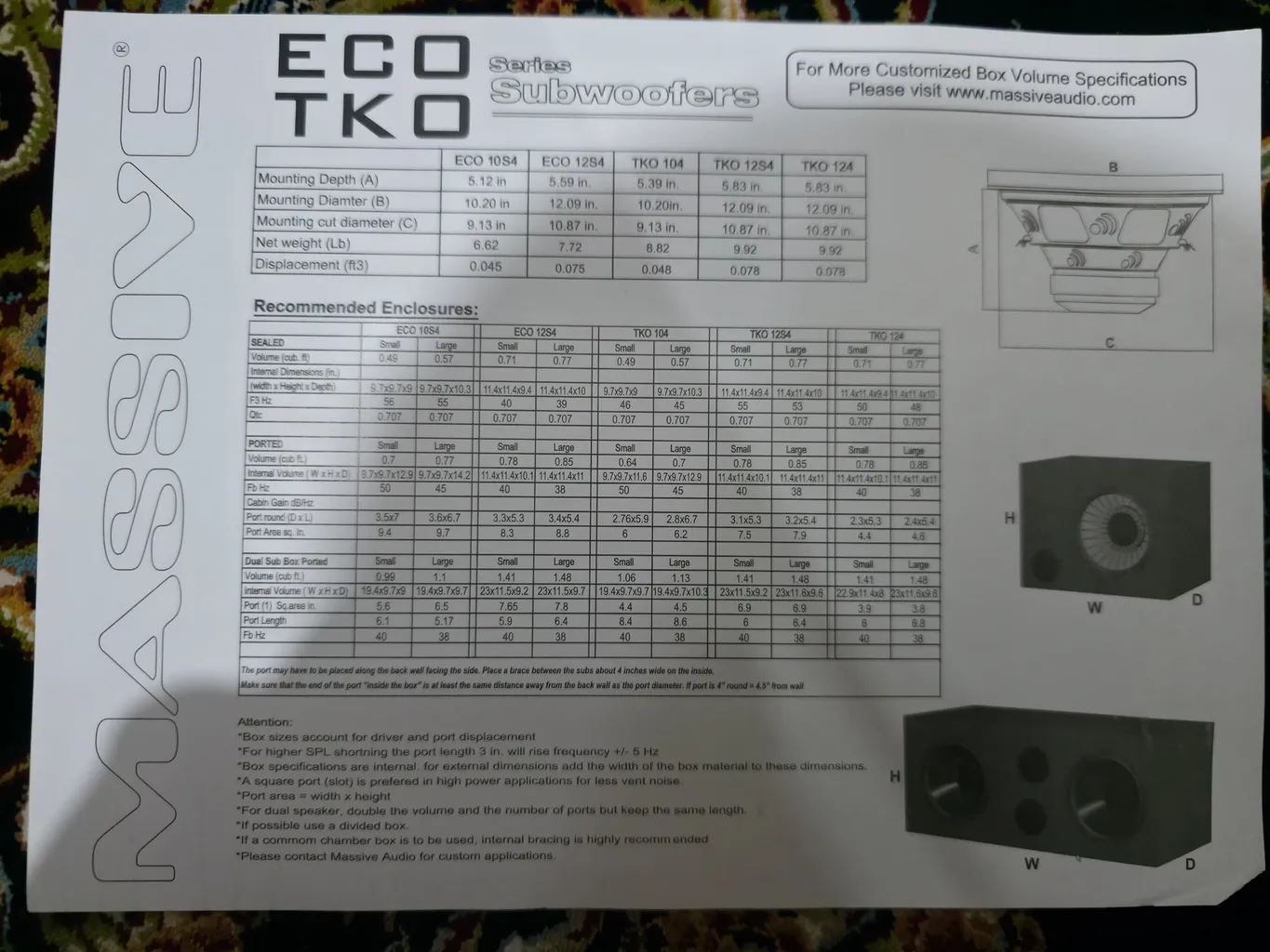 ساب ووفر خودرو مسیو مدل TKO124